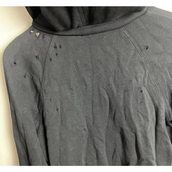 Helmut Lang Distressed Black Hoodie Long Sleeve Minimalist 100% Cotton Size Med - Picture 7 of 7
